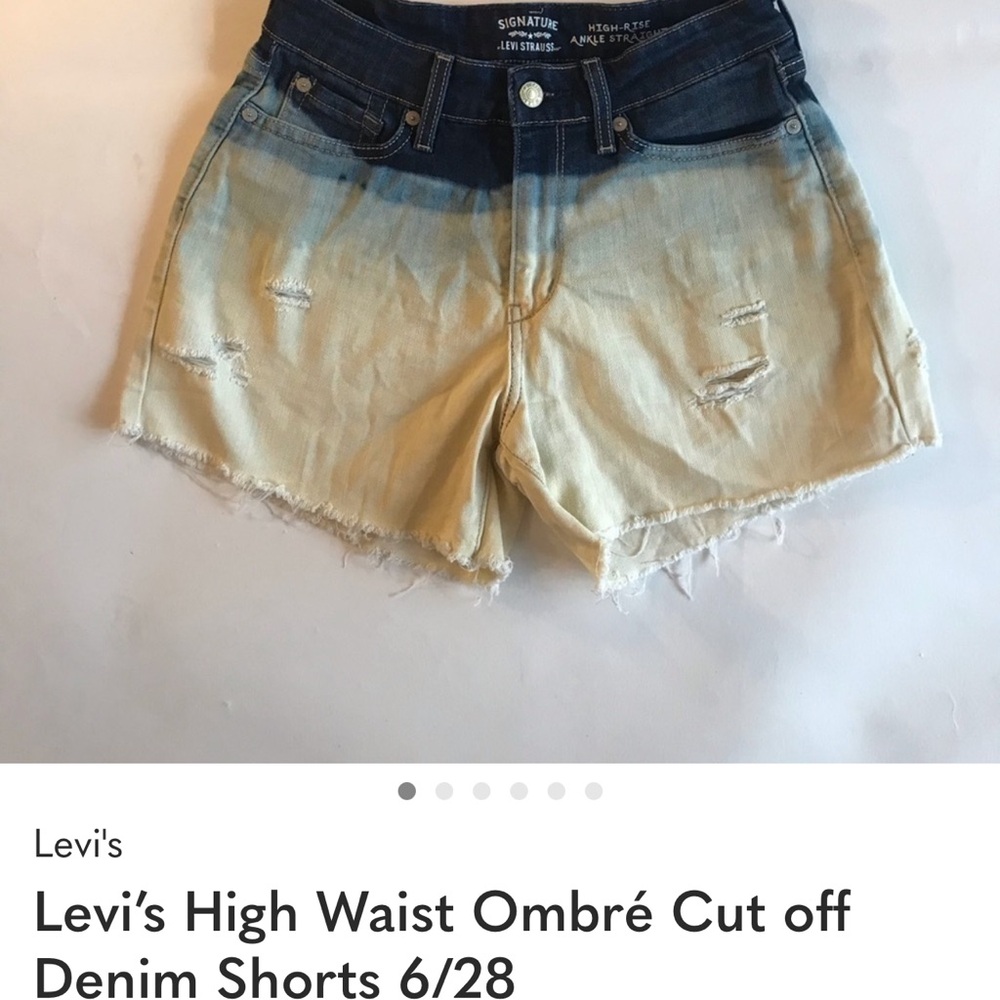 Levi’s High Waist Ombré Cut off Denim Shorts 6/28